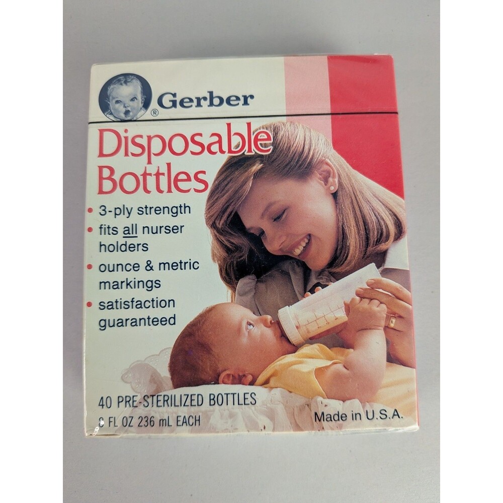 VTG Gerber Disposable Baby Bottles 40 Pack 1989 Movie TV Prop Nurser Holder USA